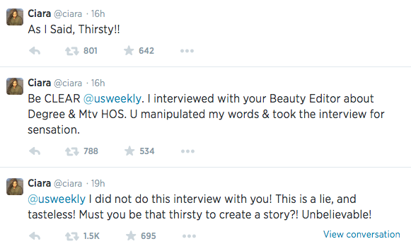 Ciara Calls Out 'Us Weekly' For Post Break Up Article